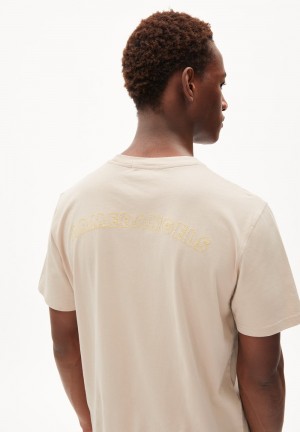 ARMEDANGELS AADONI COLLEGE EMBRO T-Shirt Relaxed Fit made of Organic Cotton Sand Stone | 3061-ZRQPY