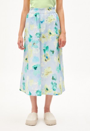 ARMEDANGELS AAIMEMI AQUA FLORAL Woven Skirt Regular Fit made of Organic Cotton Morning Sky | 0865-XOGZC