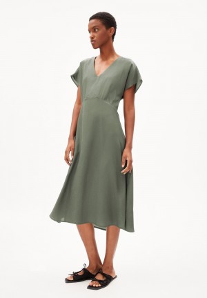 ARMEDANGELS AALBINE Woven Dress Regular Fit made of TENCEL™ Lyocell Mix Grau Grün | 1594-ZEMIS