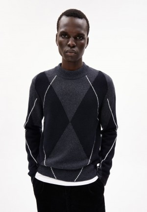ARMEDANGELS AARGELIUS Sweater Regular Fit made of Organic Wool Mix Steel Melange-black-oatmilk | 1320-FZNBP