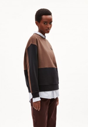 ARMEDANGELS AARIN PATCHED Sweatshirt Oversized Fit made of Organic Cotton Tiefes | 0728-NYFDA