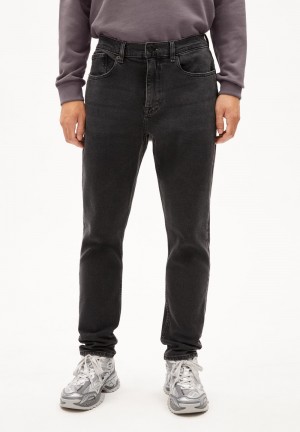 ARMEDANGELS AARJO TARPA Jeans Tapered Leg Mid Waist recycled Cotton Mix Comfort-Stretch Schwarz | 0587-VGNJW
