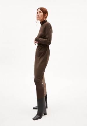 ARMEDANGELS ADAAJA LONGSLEEVE Jersey Dress Slim Fit made of Organic Cotton Mix Kaffee | 0647-NFERW