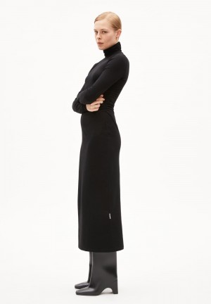 ARMEDANGELS ADAAJA LONGSLEEVE Jersey Dress Slim Fit made of Organic Cotton Mix Schwarz | 4653-DXNTQ