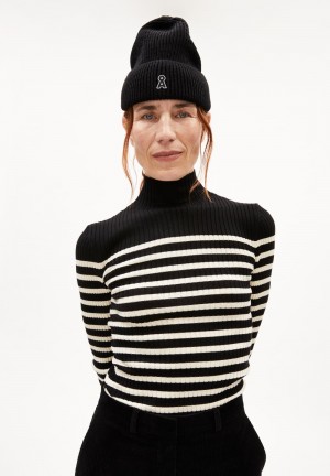 ARMEDANGELS ALAANIA PLACED STRIPES Sweater Slim Fit made of Organic Cotton Black-oatmilk | 6784-CWOML