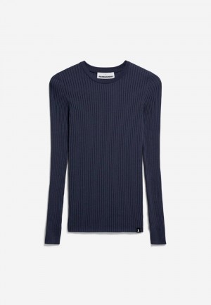 ARMEDANGELS ALAANIA RN Sweater Slim Fit made of Organic Cotton Night Sky | 7859-HUGVY