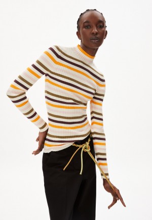 ARMEDANGELS ALAANI MULTICOLOR Knit Sweater made of Organic Cotton Oatmilk-sunset | 6357-ROXDJ