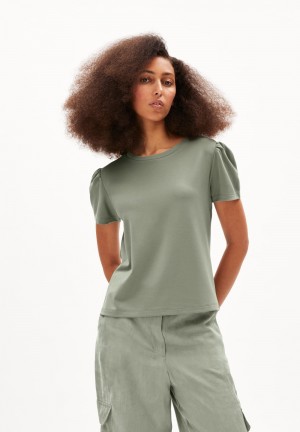 ARMEDANGELS ALEJANDRAA T-Shirt Regular Fit made of LENZING™ ECOVERO™ Viscose Mix Grau Grün | 3054-EFPST
