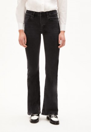 ARMEDANGELS ANAMAA Jeans Flared Leg Mid Waist Organic Cotton Mix X-Stretch Schwarz | 5132-TZPQE