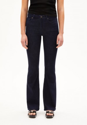ARMEDANGELS ANAMAA Jeans Flared Leg Mid Waist Organic Cotton Mix X-Stretch Dunkel | 9028-WHVXR