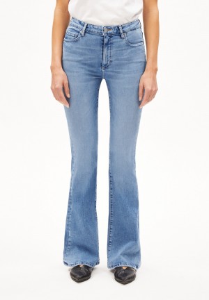 ARMEDANGELS ANAMAA Jeans Flared Leg Mid Waist Organic Cotton Mix X-Stretch Blau | 5046-JHKWN