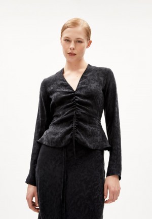 ARMEDANGELS ANAYAA JACQ Blouse Regular Fit made of TENCEL™ Lyocell Mix Schwarz | 4813-VCAZS