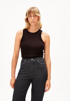 ARMEDANGELS ANITAA LI Top Slim Fit made of TENCEL™ Lyocell Wool Mix Dunkel | 0312-JOBSW