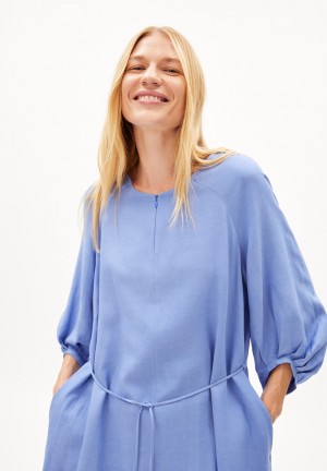 ARMEDANGELS ATESSAA LINO Woven Dress Loose Fit made of Linen-Mix Blau | 7640-LZAOK