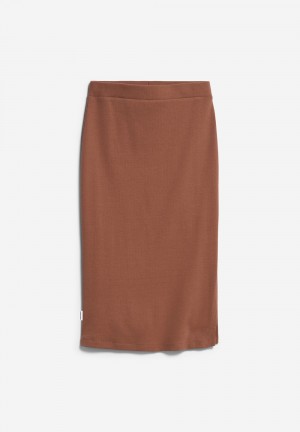 ARMEDANGELS AZITAA Rib-Jersey Skirt Slim Fit made of Organic Cotton Mix Nutshell | 7432-UZTHG