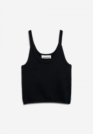 ARMEDANGELS BELLAAS LINO Knit Top Regular Fit made of Linen-Mix Schwarz | 1849-OWUHP