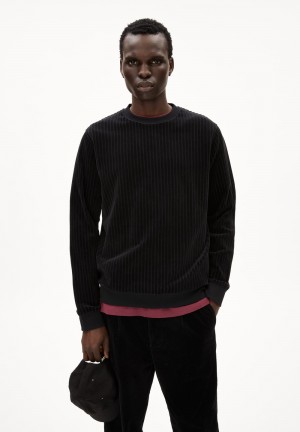 ARMEDANGELS BENJAARO CORDUROY Sweatshirt Regular Fit made of Organic Cotton Schwarz | 4021-KNCOW