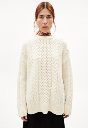 ARMEDANGELS BERFINAA CABLE Sweater Loose Fit made of Organic Wool Mix Oatmilk | 2953-BXZWC