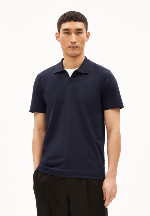 ARMEDANGELS BRAAN PREMIUM Polo T-Shirt Regular Fit made of Organic Cotton Mix Night Sky | 6279-CNGSJ