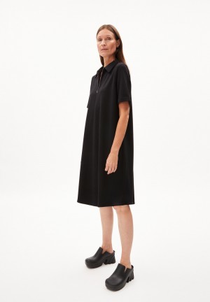 ARMEDANGELS CAMILAARA Jersey Dress Loose Fit made of Organic Cotton Mix Schwarz | 3812-DROKW