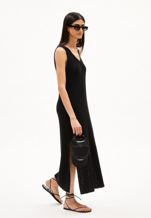 ARMEDANGELS CAROLINIAA LINO Knit Dress Regular Fit made of Linen-Mix Schwarz | 0293-KSBQI