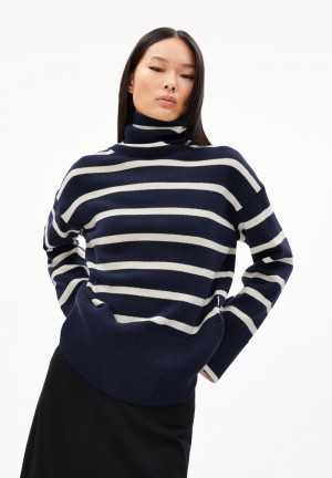 ARMEDANGELS CHANAA STRIPES Sweater Loose Fit made of Organic Cotton Night Sky-oatmilk | 4581-PKYQJ