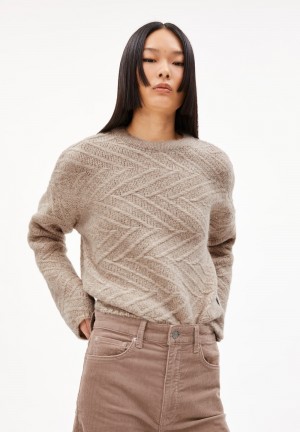 ARMEDANGELS DAAGNY DIAGONAL Sweater Loose Fit made of Alpaca Wool Mix Cinnamon Dust Melange | 1578-XZGWQ