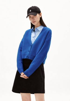 ARMEDANGELS DAMIRAA LANACOT Cardigan Loose Fit made of Organic Wool Mix Blau | 4695-UIPMO