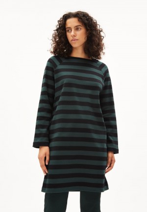 ARMEDANGELS DANIKAA STRIPE Jersey Dress Loose Fit aus Bio-Baumwolle Dunkel | 6795-PJCYW