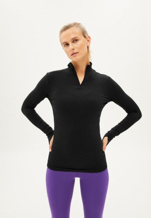 ARMEDANGELS DESNAA Activewear Longsleeve Slim Fit made of TENCEL™ Lyocell Mix Schwarz | 0148-YZPQI