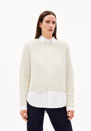 ARMEDANGELS DILIRIAA CABLE Sweater Loose Fit made of Organic Wool Mix Oatmilk | 4290-DBKTA