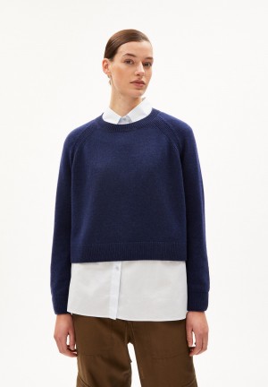 ARMEDANGELS DILIRIAA REGLANA Sweater Loose Fit made of Organic Wool Mix Tiefesblau | 0498-ZURPL