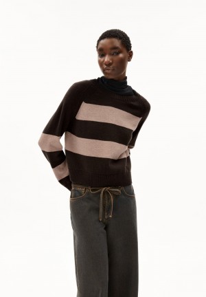 ARMEDANGELS DILIRIAA STRIPES Sweater Loose Fit made of Organic Wool Mix Coffee-cinnamon Dust Melange | 7120-MZPHS