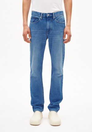 ARMEDANGELS DYLAANO Jeans Straight Leg Mid Waist recycled Cotton Non-Stretch Blau | 0124-FTOJQ