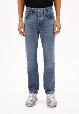ARMEDANGELS DYLAANO Jeans Straight Leg Mid Waist Organic Cotton Mix Comfort-Stretch Blau | 1364-SKMYR