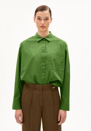 ARMEDANGELS EALGAA Blouse Loose Fit made of Organic Cotton Grün | 9182-JKBGU