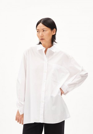 ARMEDANGELS EALGAA Blouse Loose Fit made of Organic Cotton Weiß | 0384-ECKRG