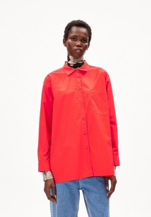 ARMEDANGELS EALGAA Blouse Loose Fit made of Organic Cotton Rot | 8063-QXZOG