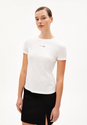 ARMEDANGELS EBAANORA EXCEPT CHANGE T-Shirt Slim Fit made of Organic Cotton Weiß | 8769-PCDVT