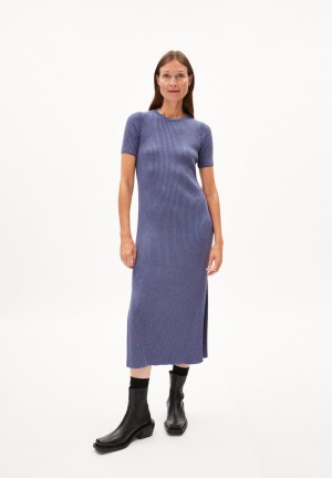 ARMEDANGELS ELAINAAS Knit Dress Slim Fit made of Organic Cotton Mix Dynamo Blue-undyed | 2385-XFSOQ