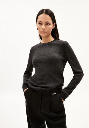 ARMEDANGELS ELDIAA Sweater Slim Fit made of extrafine Merino Organic Wool Steel Melange | 9325-CGQZM