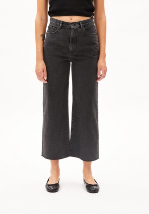 ARMEDANGELS ENIJAA CROPPED High Waist Wide Leg made of recycled Cotton Schwarz | 8054-IHRQV