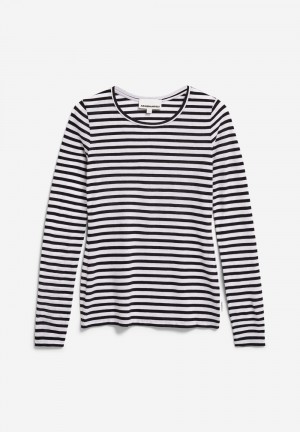 ARMEDANGELS ENRICCAA STRIPES Longsleeve Slim Fit made of Organic Cotton White-black | 0286-VZOAU
