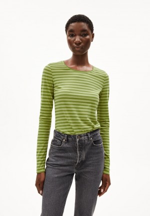 ARMEDANGELS ENRICCAA STRIPES Longsleeve Slim Fit made of Organic Cotton New Moss-dark Moss | 3592-PVTYQ