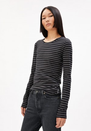ARMEDANGELS ENRICCAA STRIPES Longsleeve Slim Fit made of Organic Cotton Iron Cast-black | 1790-JWPQE