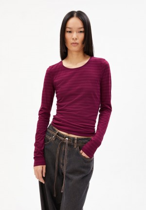 ARMEDANGELS ENRICCAA STRIPES Longsleeve Slim Fit made of Organic Cotton Cherry Juice-cranberry Juice | 8730-SCYEN