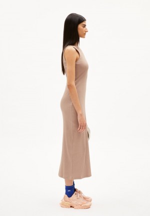 ARMEDANGELS ESILAA Rib-Jersey Dress Slim Fit made of Organic Cotton Mix Cinnamon Dust | 9752-GKJLQ