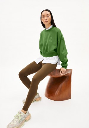 ARMEDANGELS FARIBAA Leggings made of Organic Cotton Mix Dried Moss | 4531-DBILJ