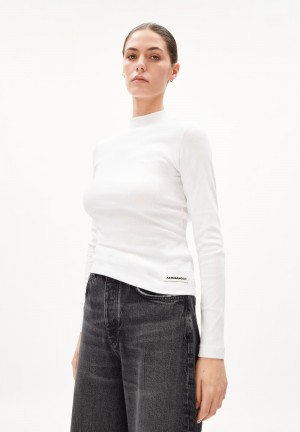 ARMEDANGELS FATIMAARA Rib-Longsleeve Slim Fit made of Organic Cotton Mix Weiß | 7258-CGSQA