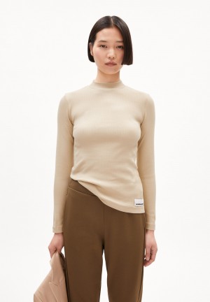 ARMEDANGELS FATIMAARA Rib-Longsleeve Slim Fit made of Organic Cotton Mix Gravel | 5972-GJNWP